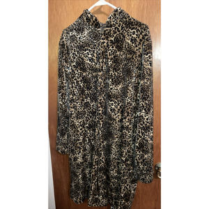 Cinema Etoile Robe Women Large Leopard Print Velour Velvet Maxi House Dress Vtg